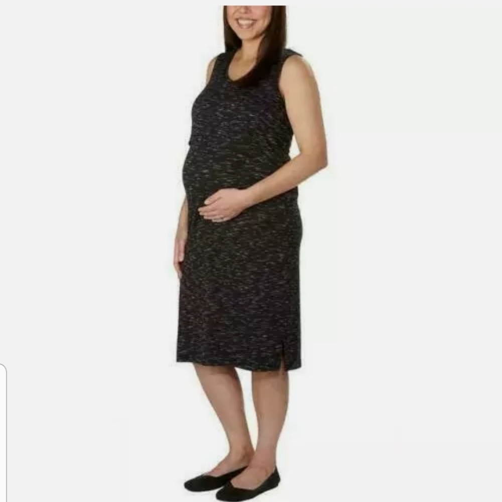 Marc New York Maternity Dress Black Space Dye Sleeveless Knee Length Small NWT